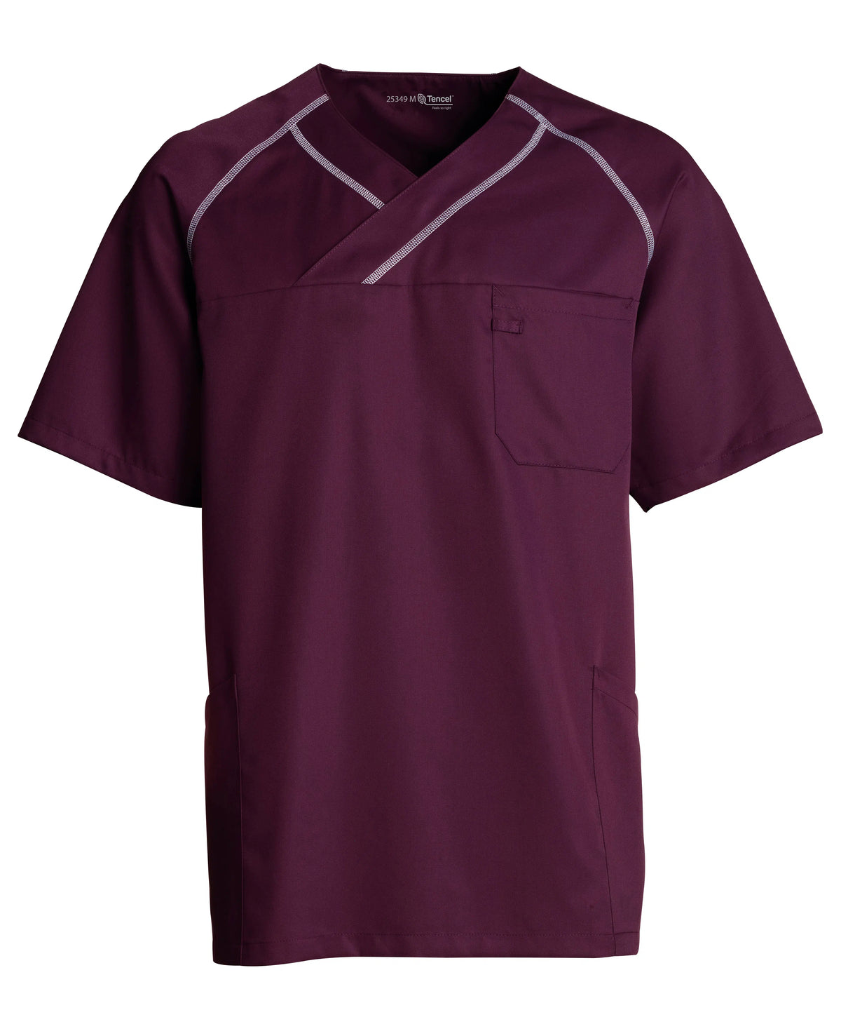 Bussarong Kentaur Tencel med kontrastsöm – unisex – Cassis med vit kontrastsöm